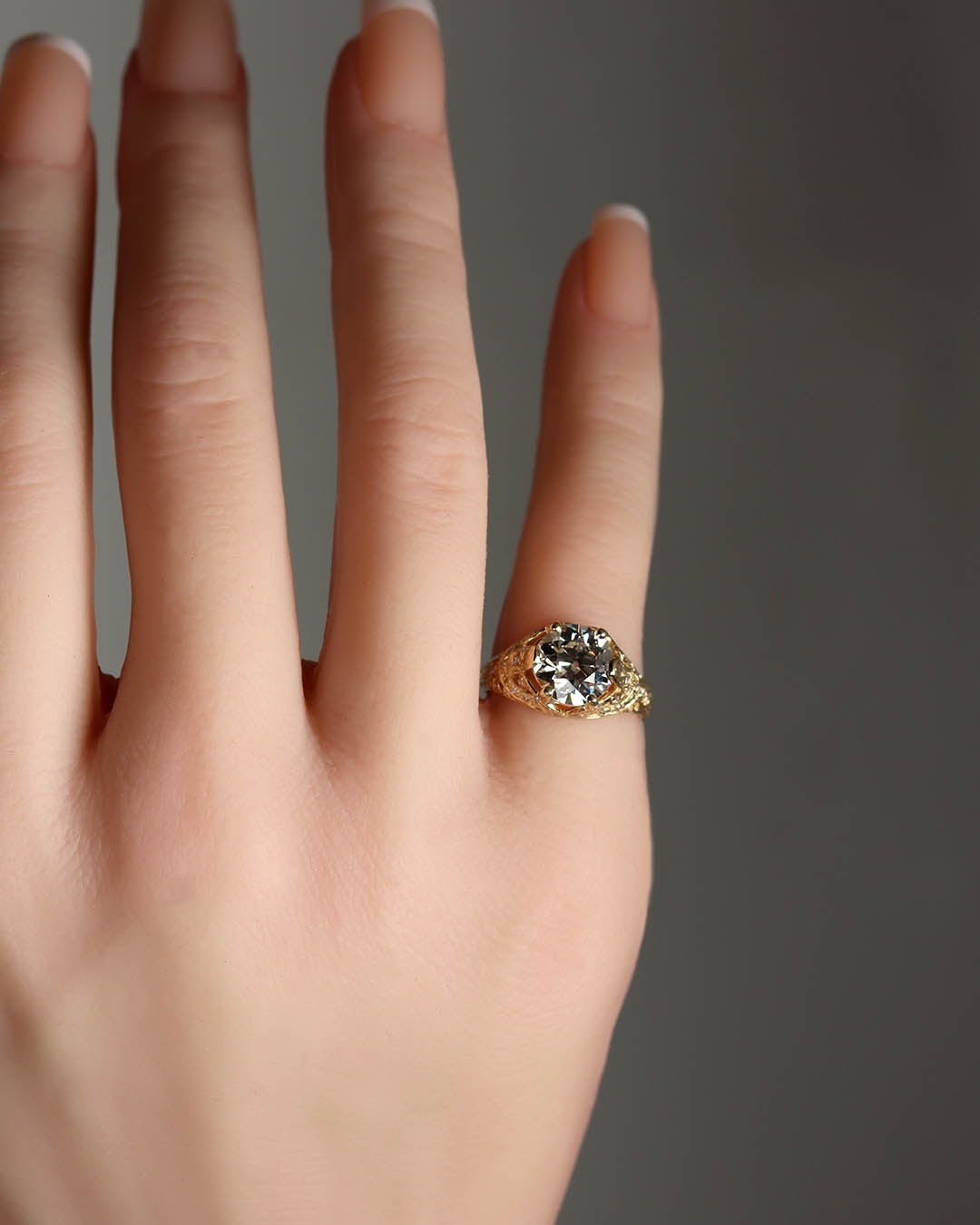 Early Art Déco Domed Filigree Reproduction Engagement Ring #3189 - Engagement Rings