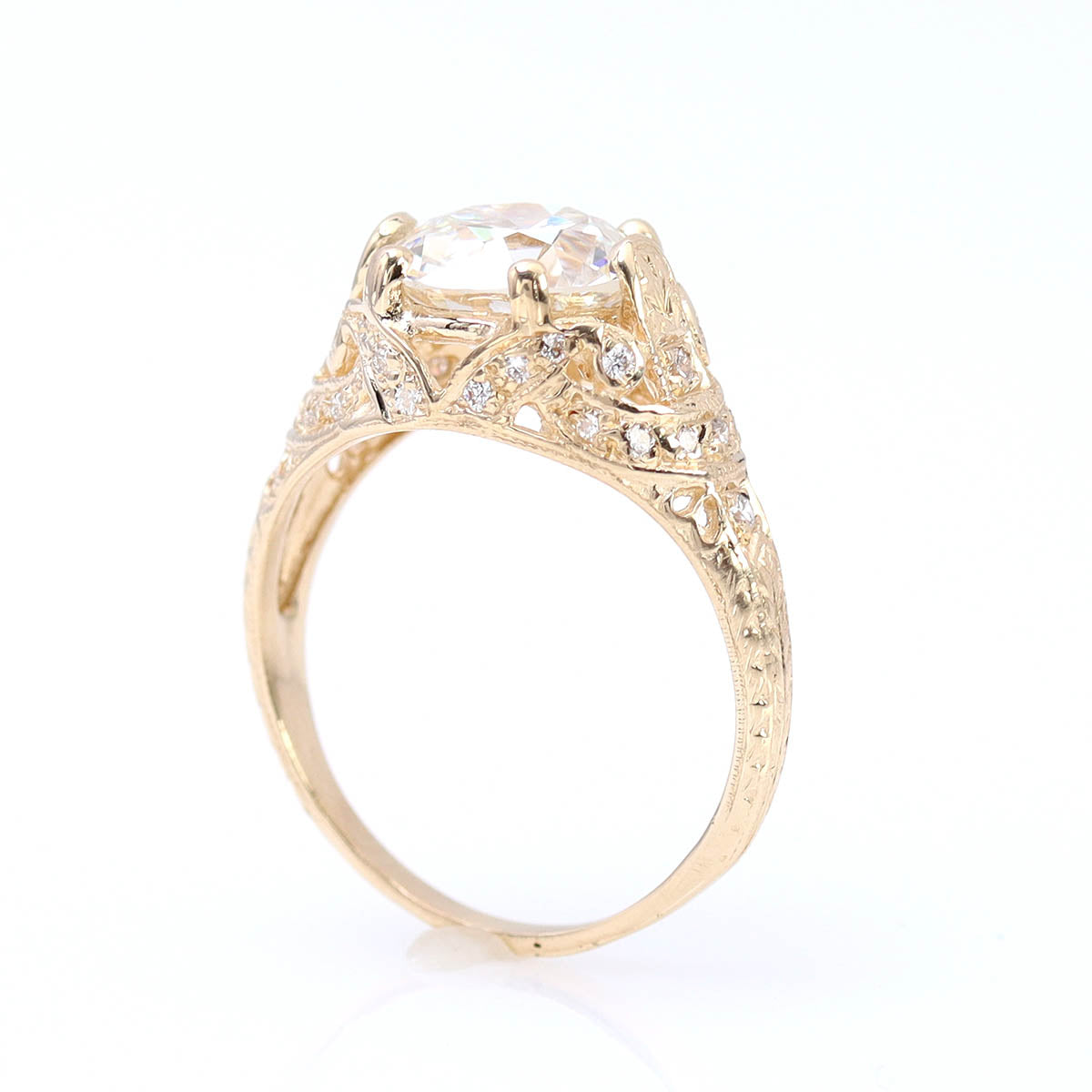 Early Art Déco Domed Filigree Reproduction Engagement Ring #3189 - Engagement Rings