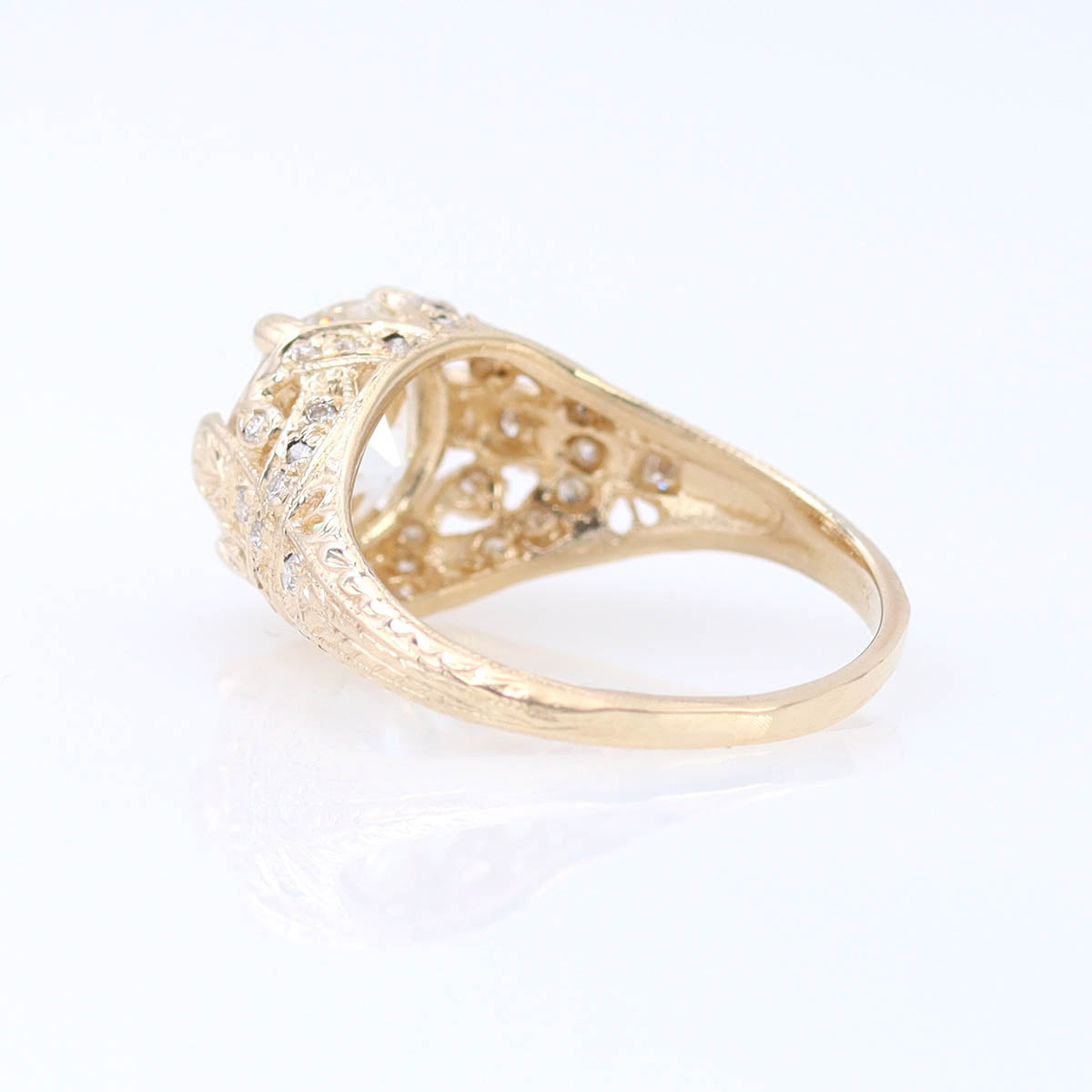 Early Art Déco Domed Filigree Reproduction Engagement Ring #3189 - Engagement Rings