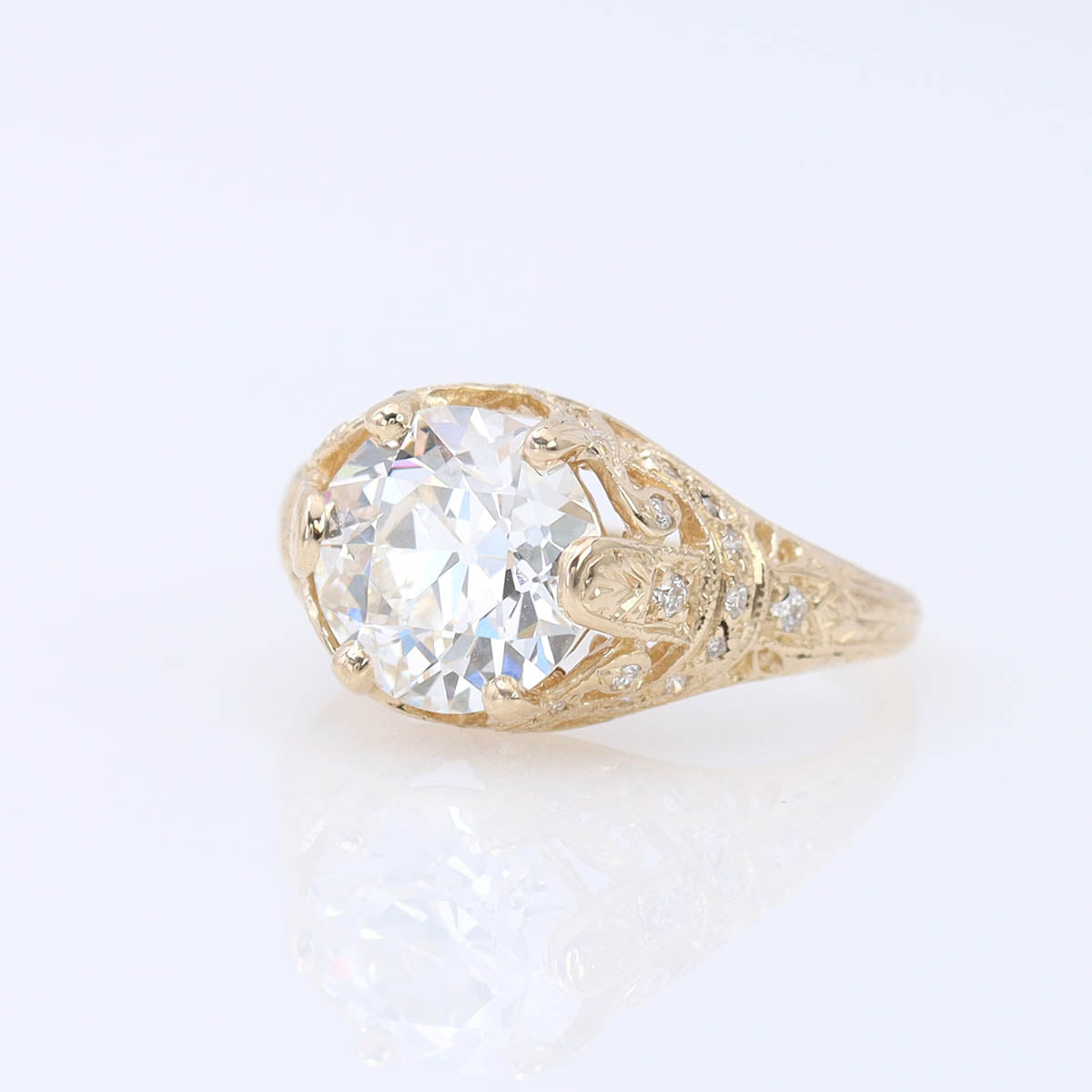 Early Art Déco Domed Filigree Reproduction Engagement Ring #3189 - Engagement Rings