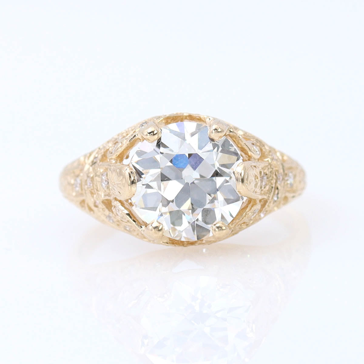 Early Art Déco Domed Filigree Reproduction Engagement Ring #3189 - Engagement Rings