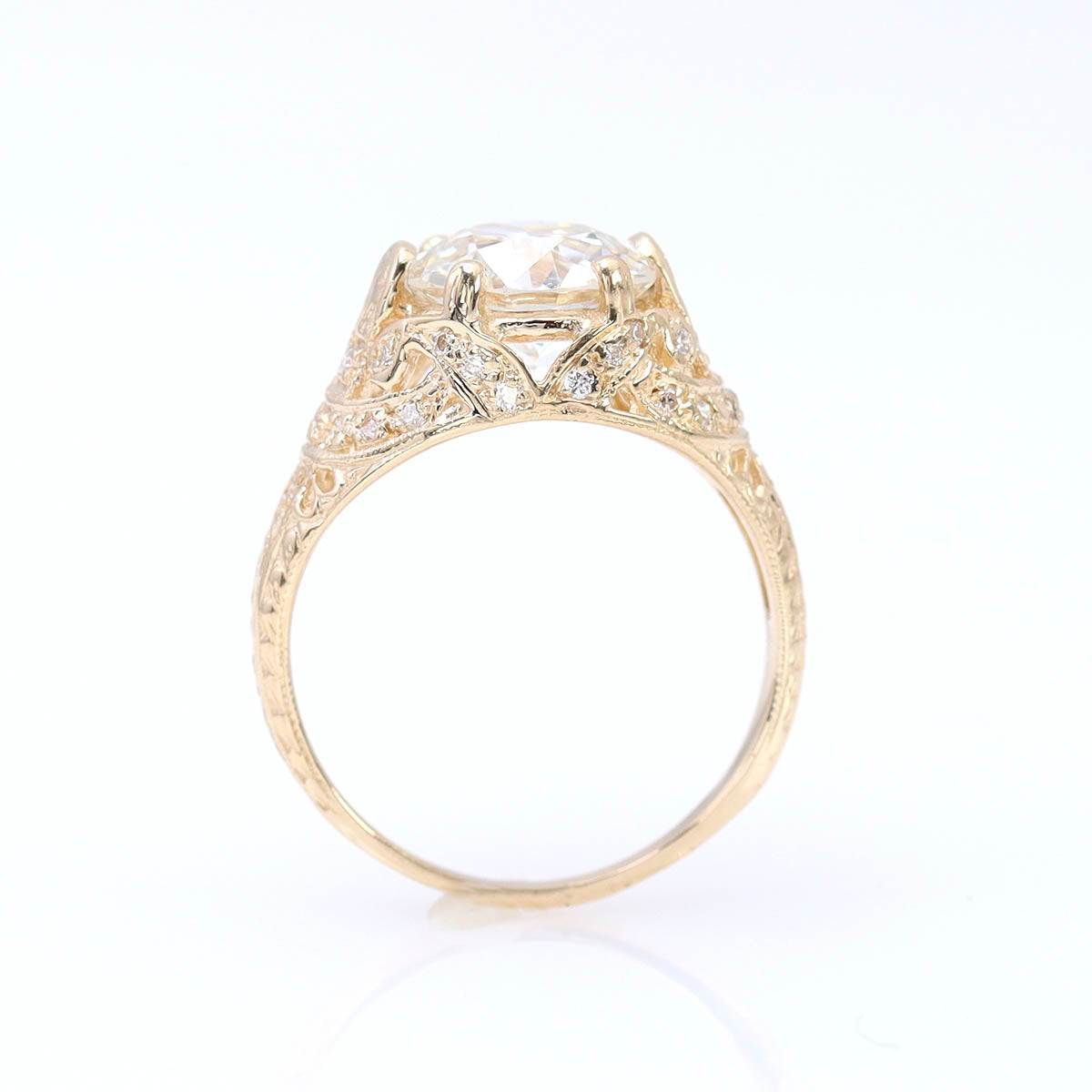 Early Art Déco Domed Filigree Reproduction Engagement Ring #3189 - Engagement Rings