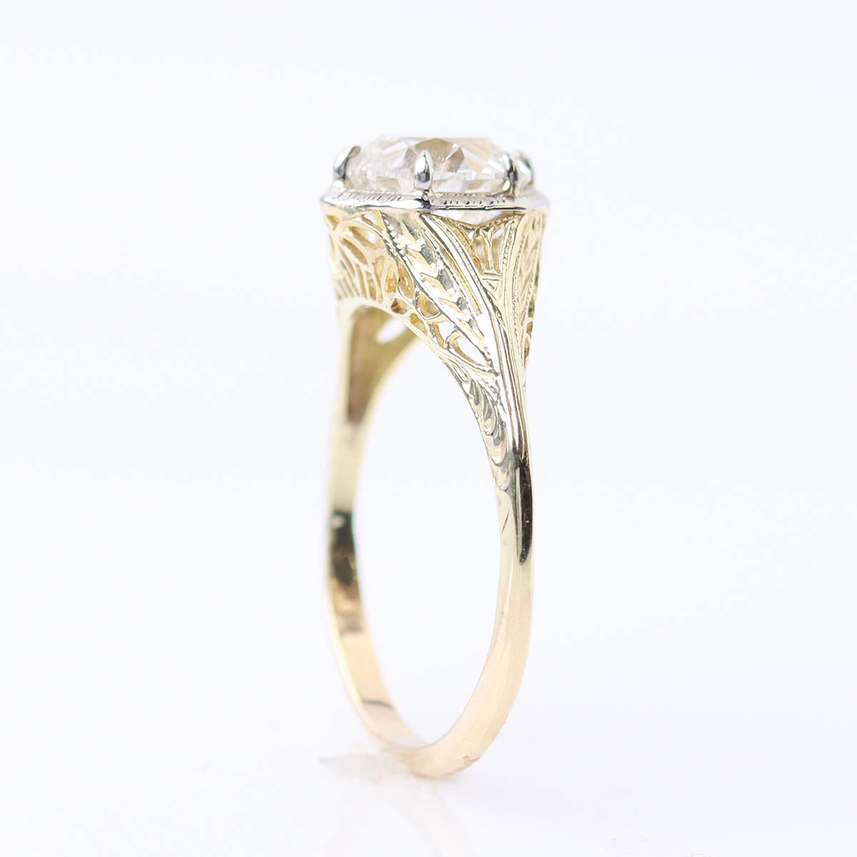 Early Art Déco Yellow Gold Filigree Engagement Ring #VRS-11 - Engagement Rings
