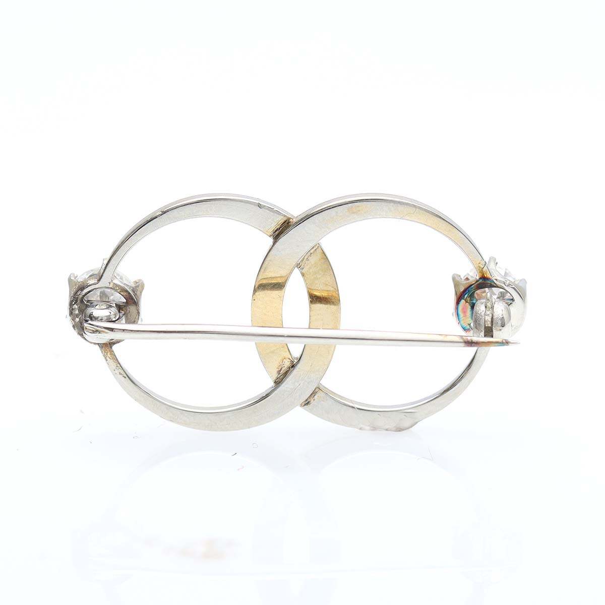 Edwardian Diamond and Pearl Double Circle Pin #VP1206C - Pin