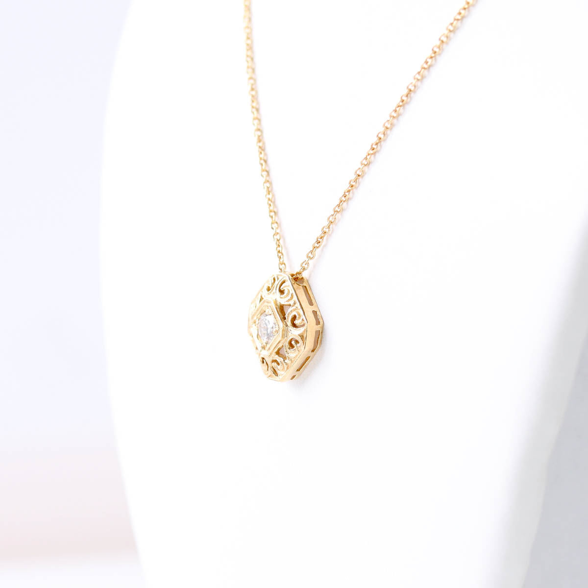Edwardian Era Reproduction Filigree & Diamond Necklace #LN5035Y-2 - Necklaces