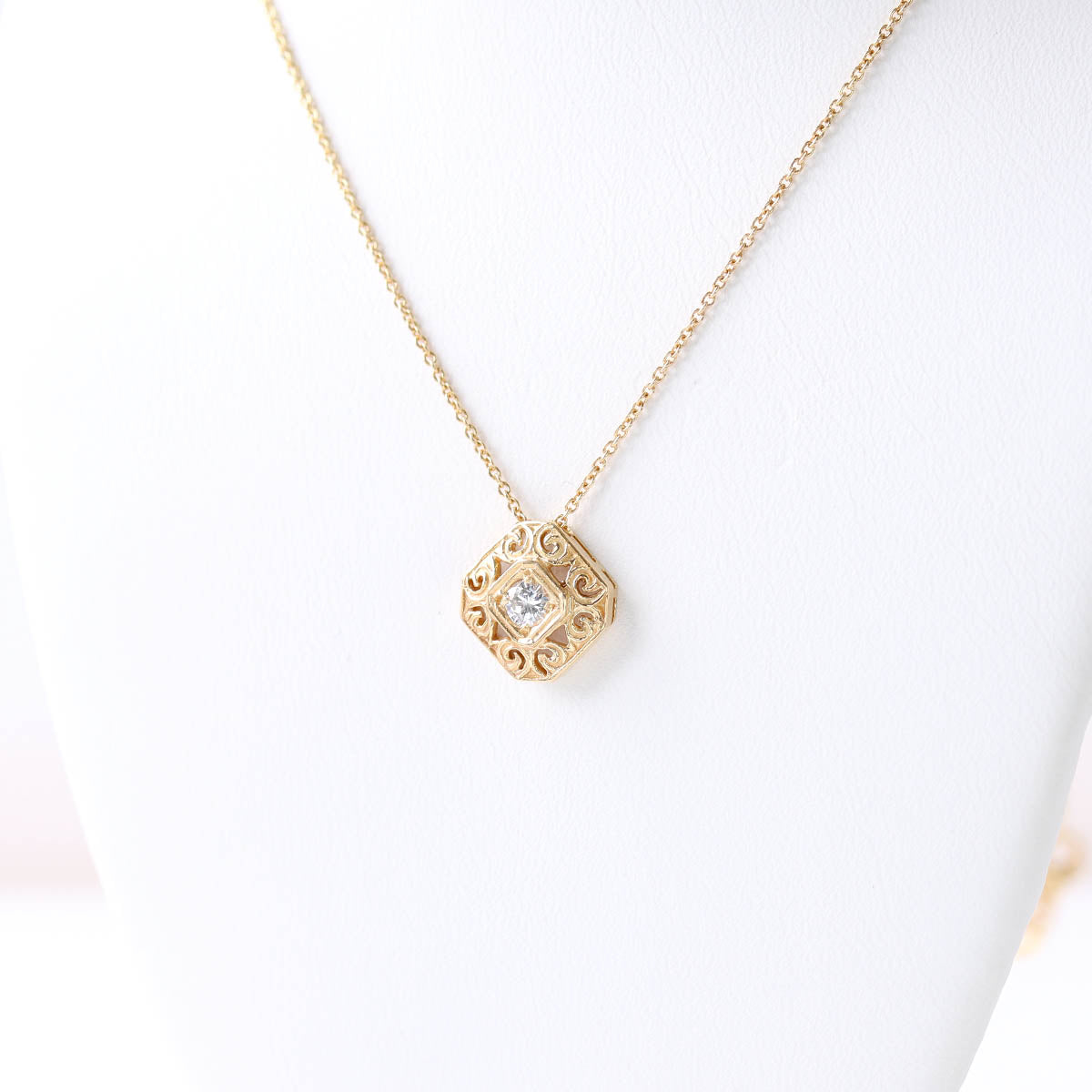 Edwardian Era Reproduction Filigree & Diamond Necklace #LN5035Y-2 - Necklaces