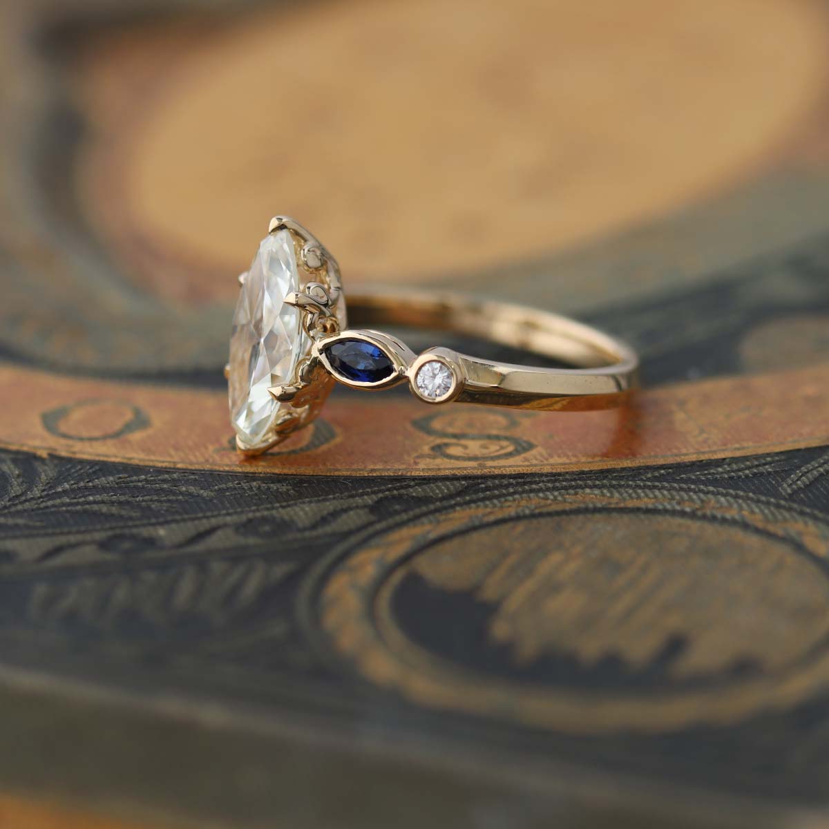 Edwardian Inspired Engagement Ring Setting #L3702-1 - Made To Order