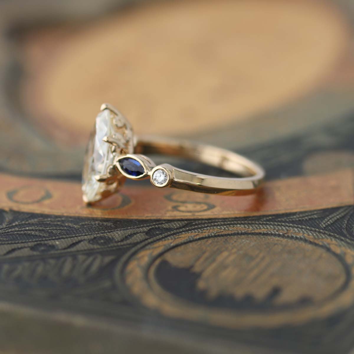 Edwardian Inspired Engagement Ring Setting #L3702-1 - Made To Order
