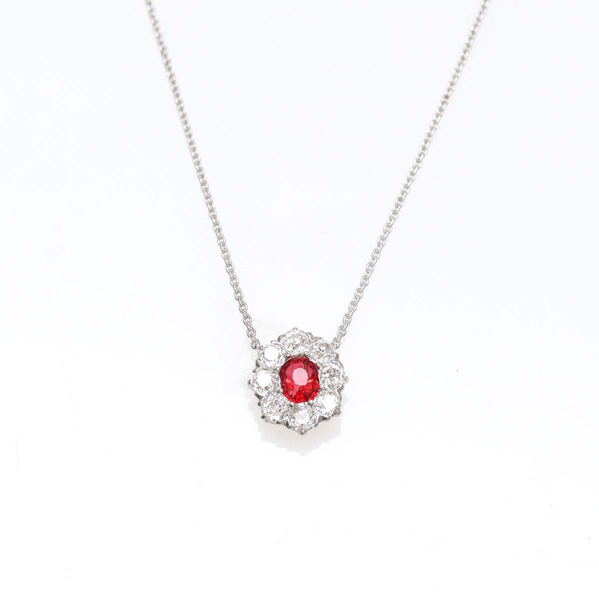 Edwardian Spinel and Diamond Cluster Pendant #VP151031 07 Pendants