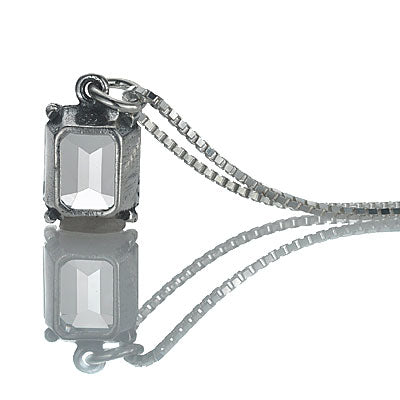 Emerald Cut Quartz Crystal Solitaire Pendant in Sterling Silver #24958-01 - Necklaces