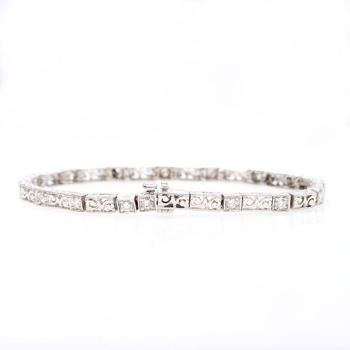 Estate Filigree and Diamond Bracelet #VB221204 - Bracelets