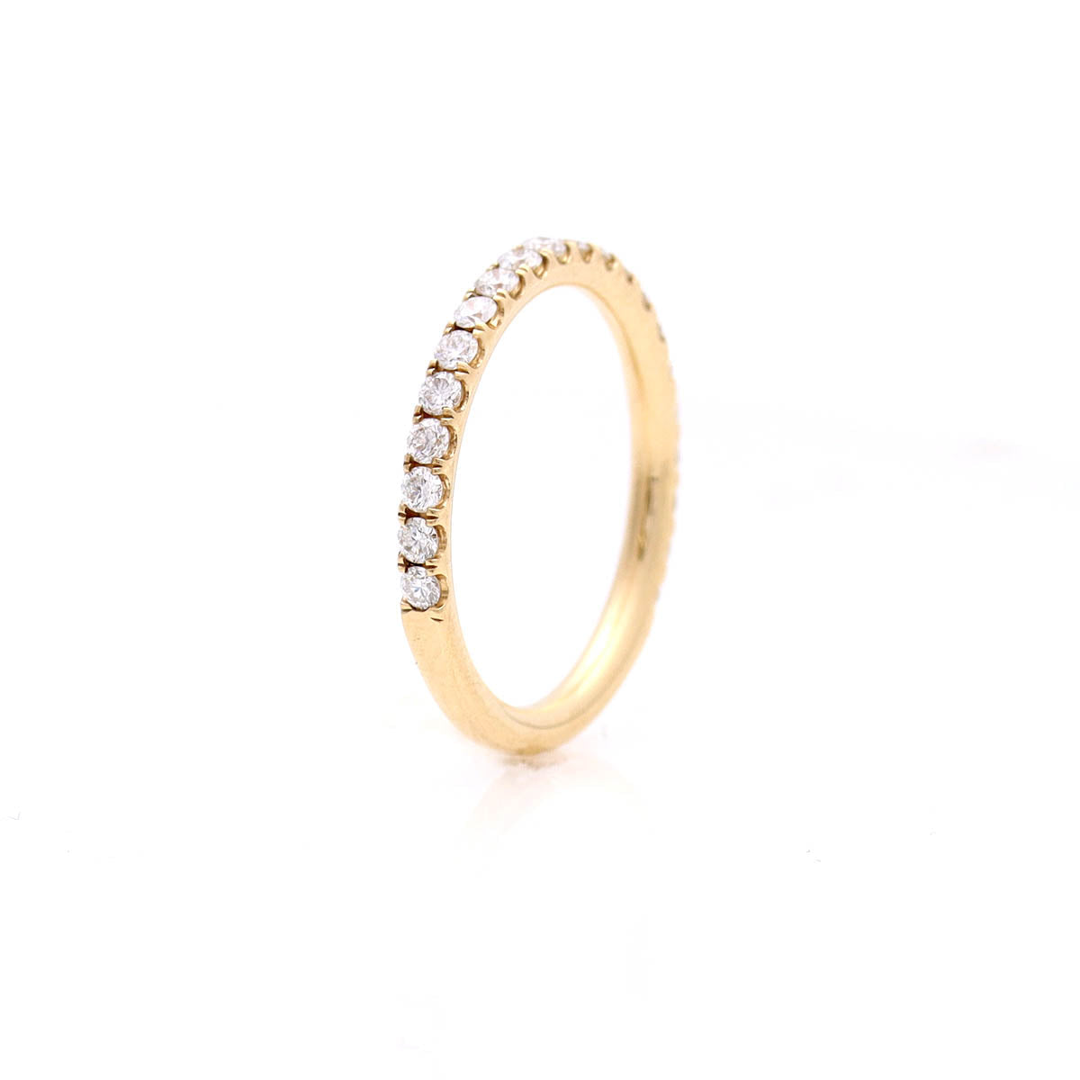 French Pave Diamond Band Ring #LE4001 - 14k Yellow Gold - Wedding Bands