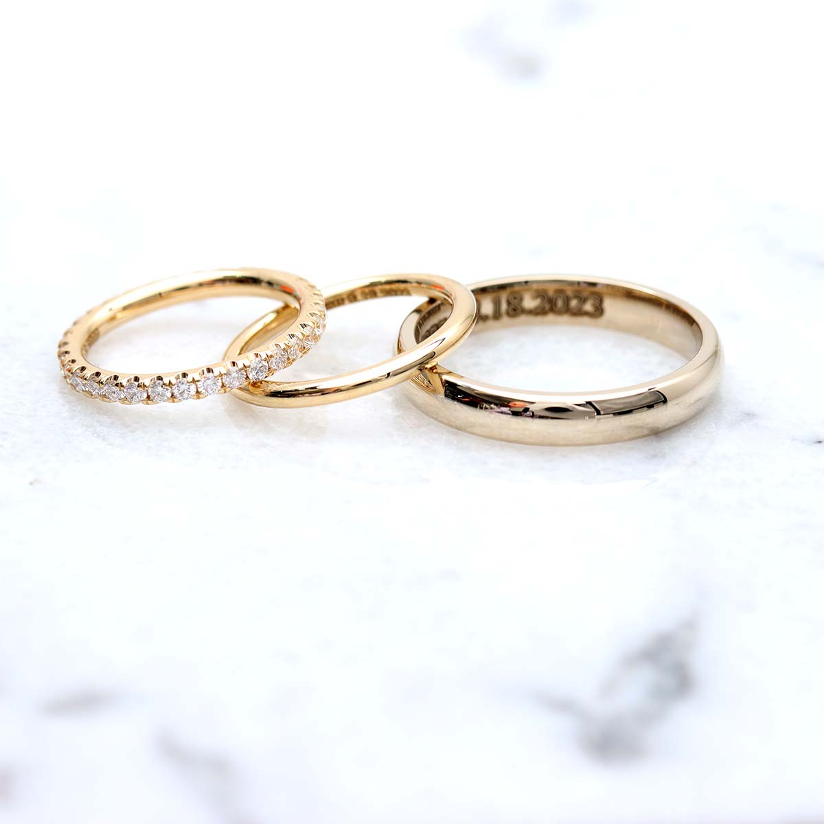 French Pave Diamond Band Ring #LE4001Y14 - Wedding Bands