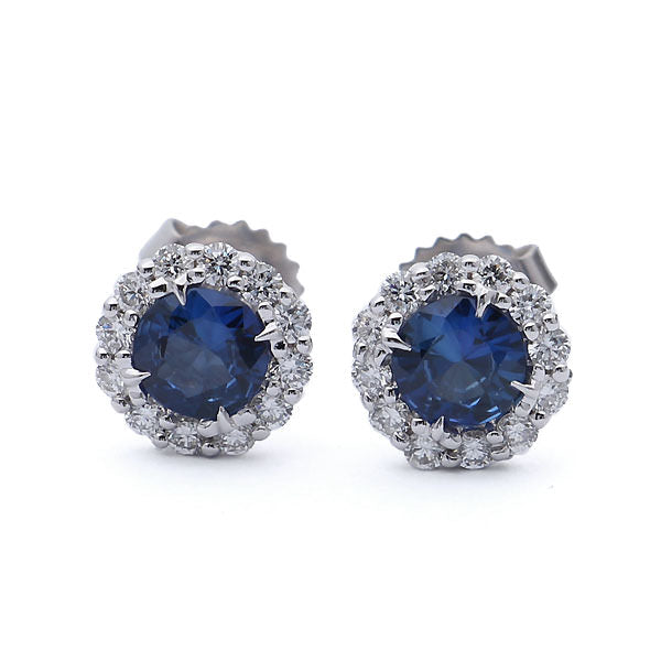 Halo earrings with sapphires #ER342-1 - Leigh Jay & Co.