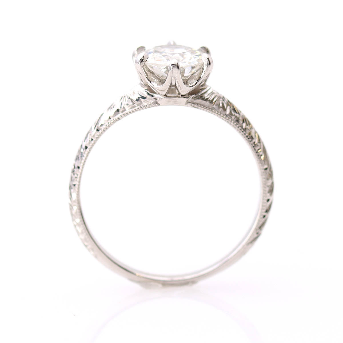 Hand Engraved Edwardian Inspired Solitaire Engagement Ring #3233HE 9 Engagement Rings