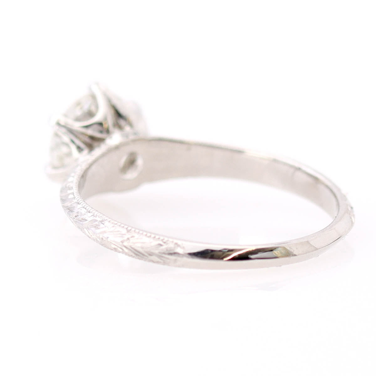 Hand Engraved Edwardian Inspired Solitaire Engagement Ring #3233HE 9 Engagement Rings