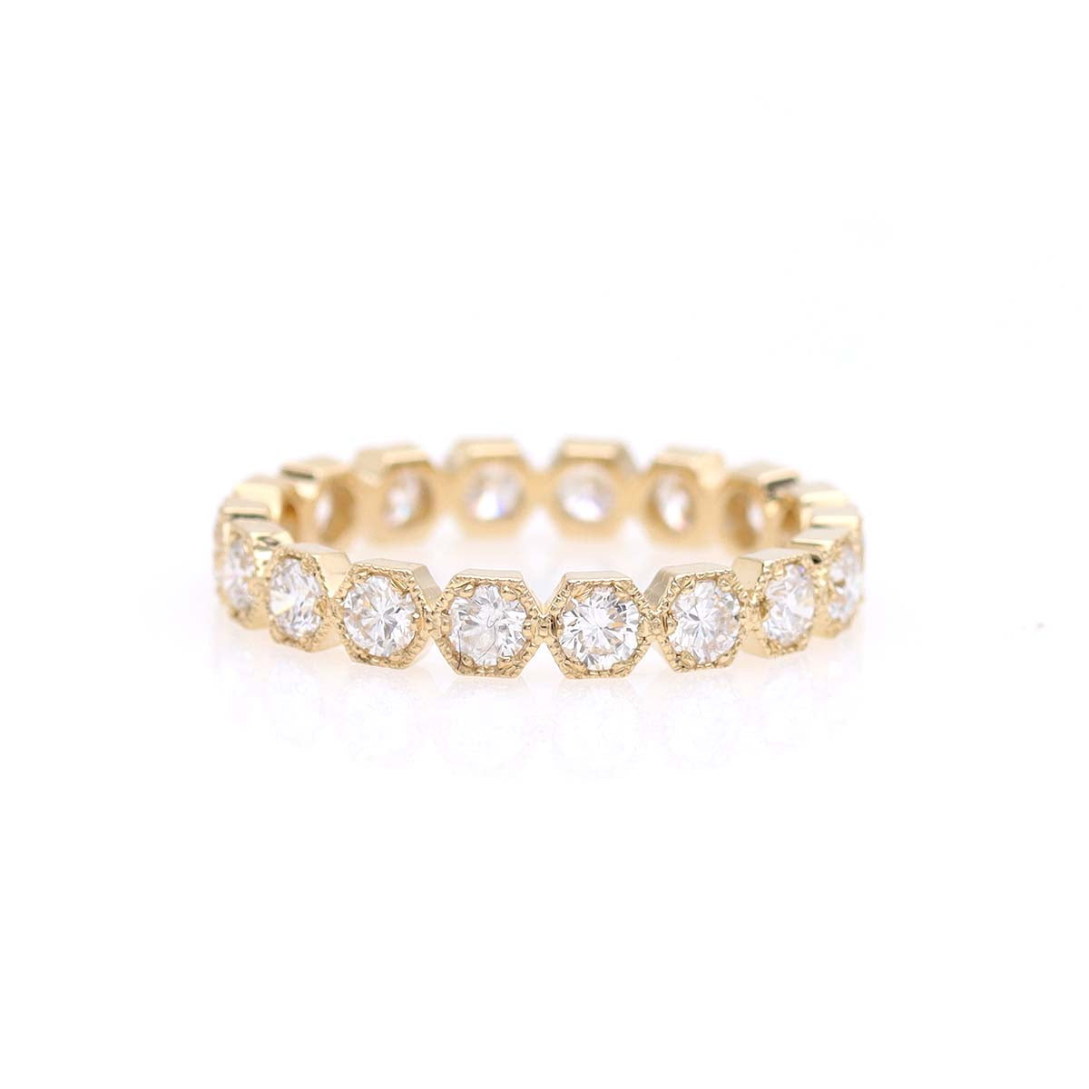 Hexagonal Diamond Eternity Band #L3472 - 14k Yellow Gold / 5.5 - Wedding Bands