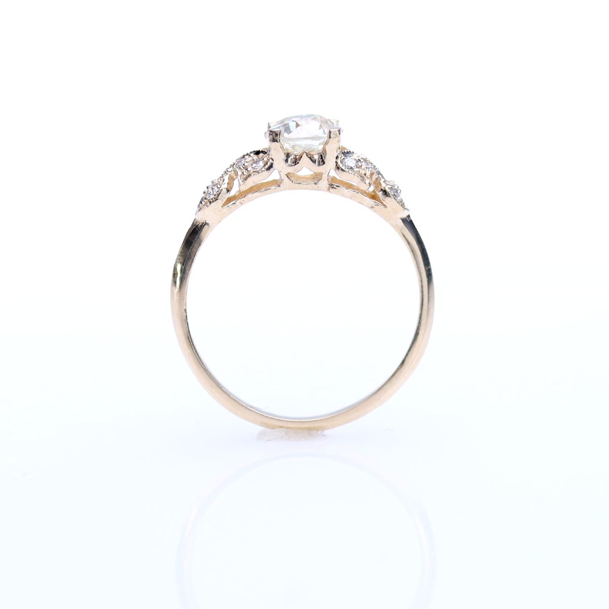 Leafy Shouldered Art Déco Reproduction Engagement Ring #3154Y14-3 - Engagement Rings