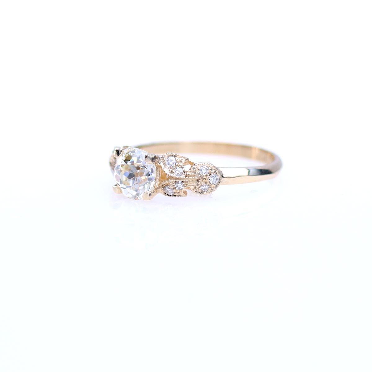 Leafy Shouldered Art Déco Reproduction Engagement Ring #3154Y14-3 - Engagement Rings