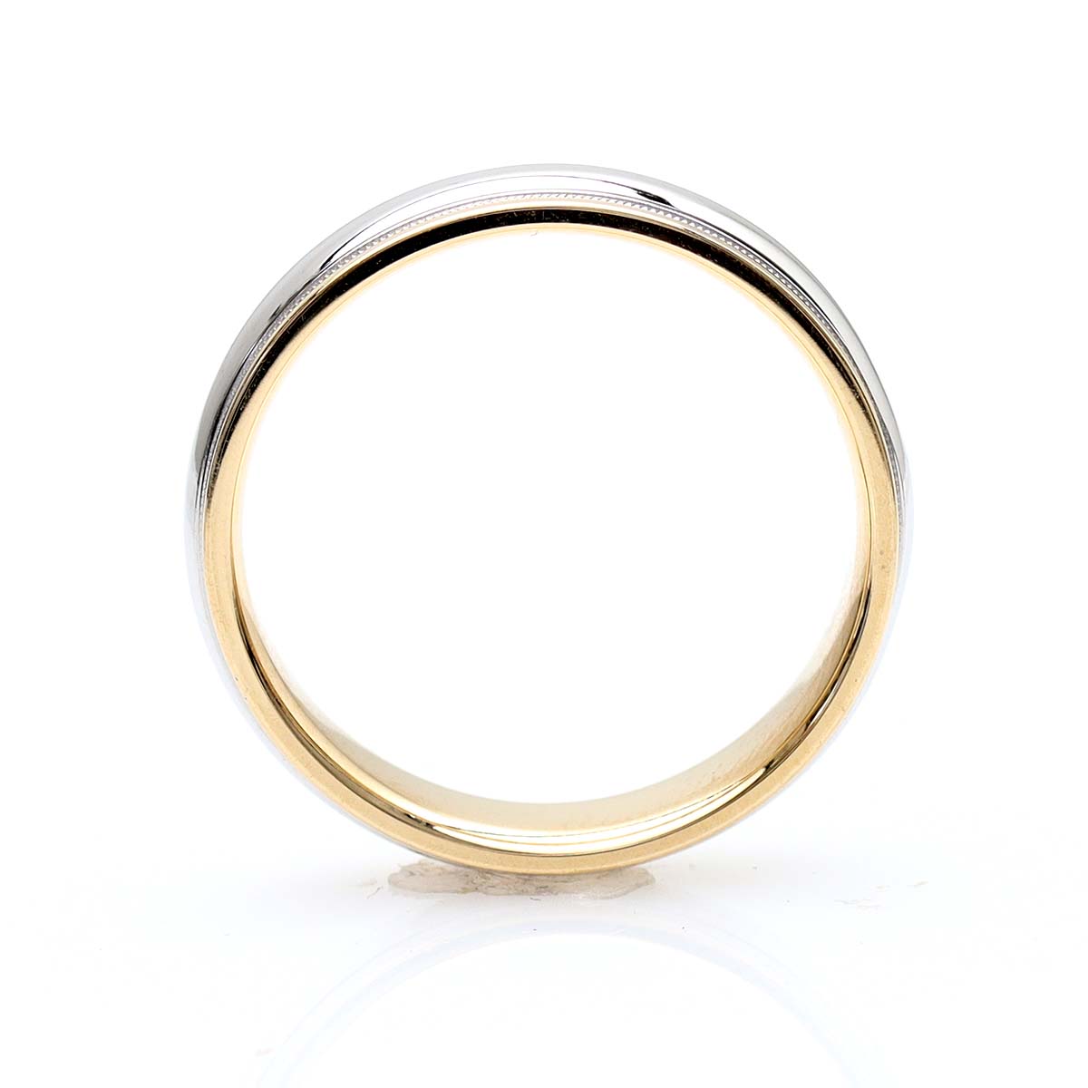 Mens Two Tone Single Millegrain Wedding Band #MBSM14TT - Wedding Bands for Him