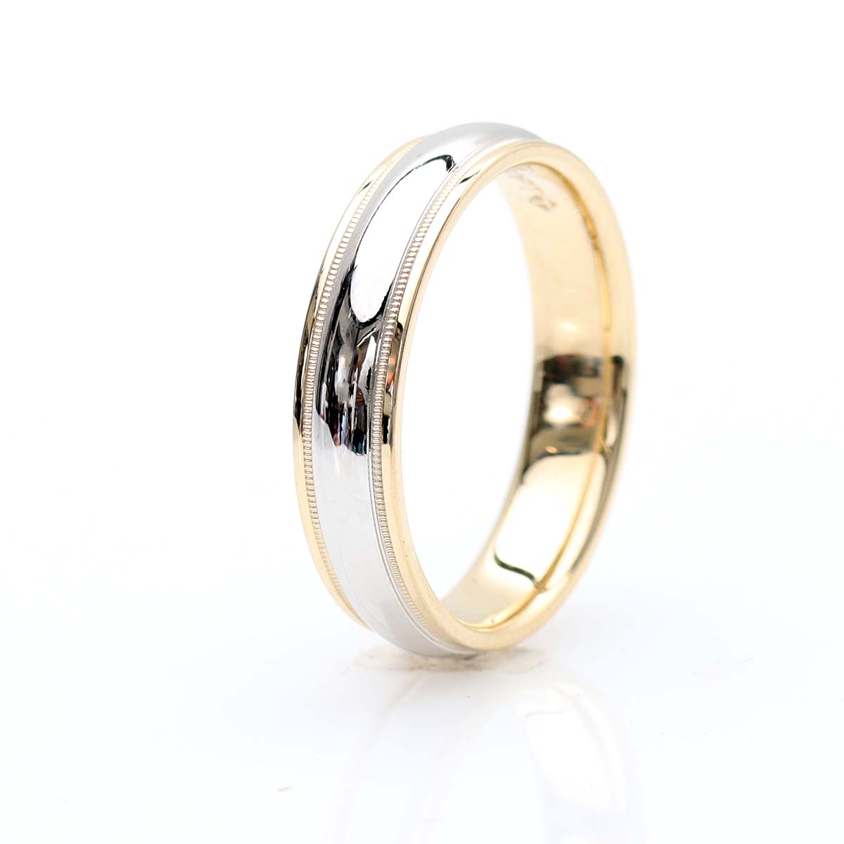 Mens Two Tone Single Millegrain Wedding Band #MBSM14TT - Wedding Bands for Him