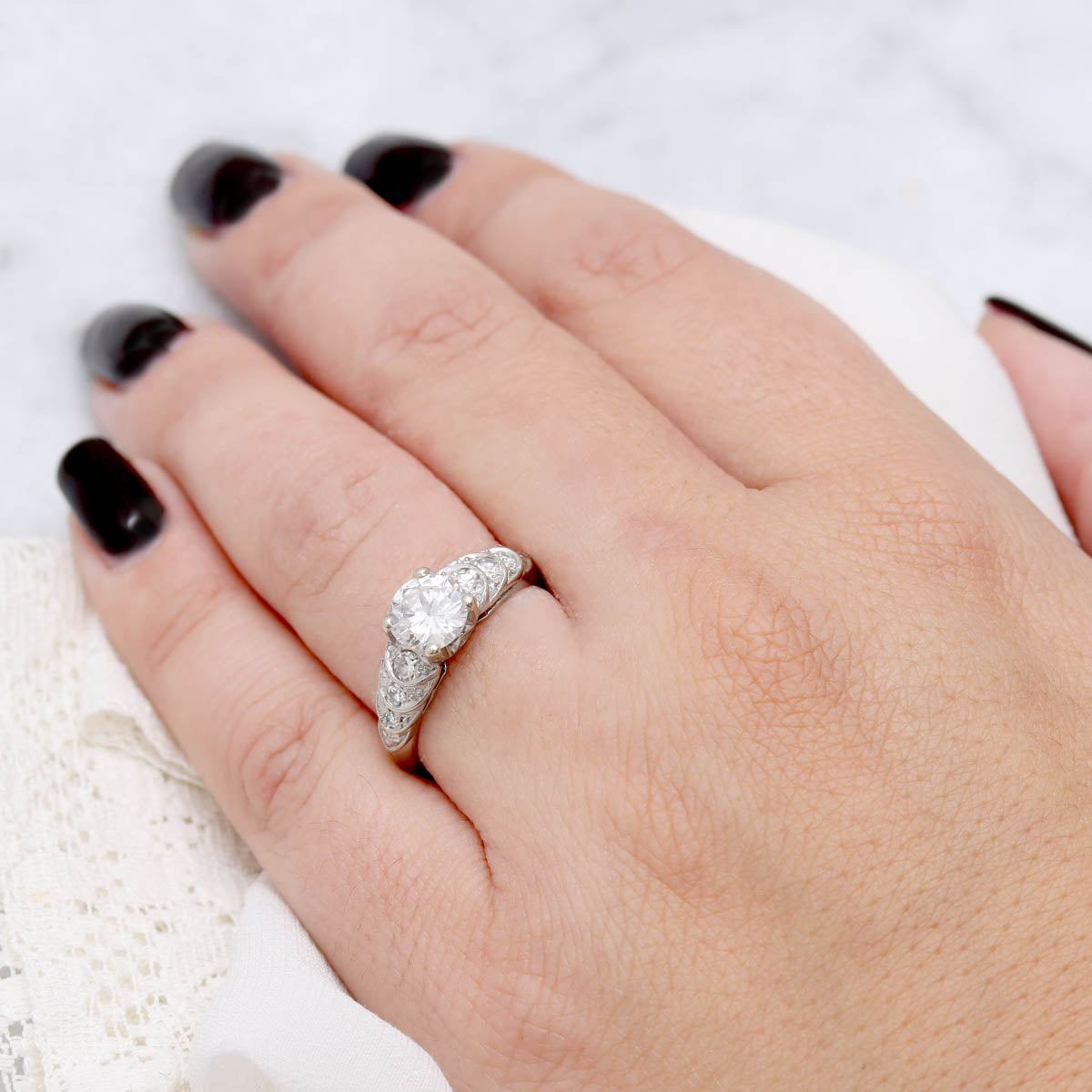 Mid-Century Diamond Engagement Ring #VR241004 - Engagement Rings