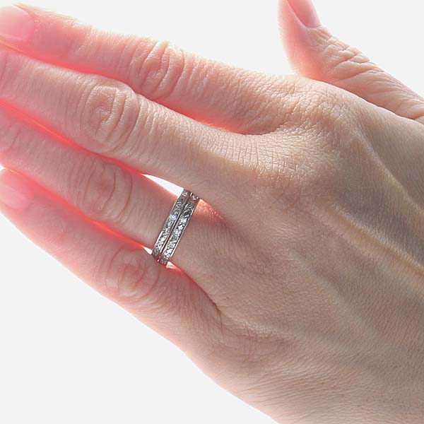 Pair ofAntique Round & Baguette Diamond Bands #3r078-01 - Wedding Bands