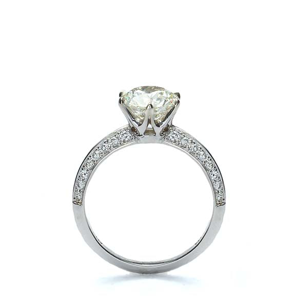 Pave Six prong engagement ring #3430-1 - Leigh Jay & Co.