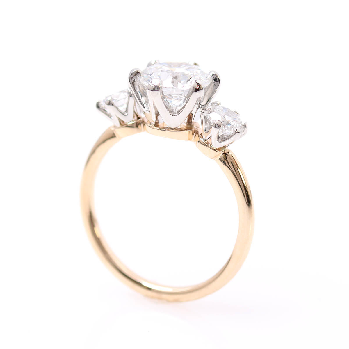Platinum and Gold Three Stone Engagement Ring #3756-1 - Engagement Rings