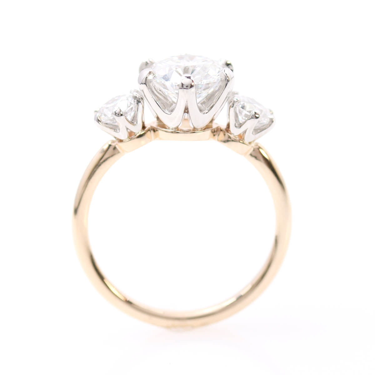 Platinum and Gold Three Stone Engagement Ring #3756-1 - Engagement Rings