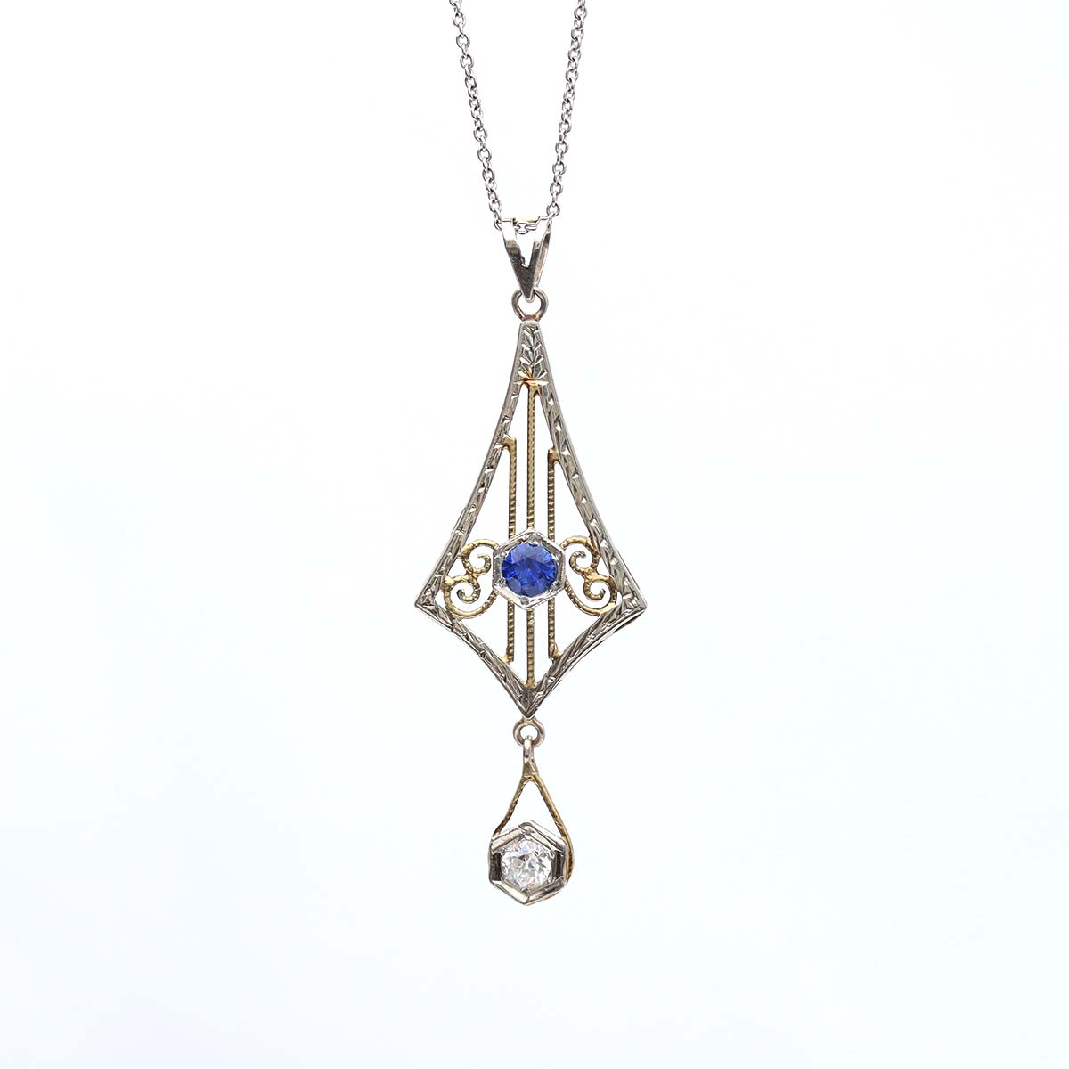 Edwardian Sapphire and Diamond Pendant #VP161010-04