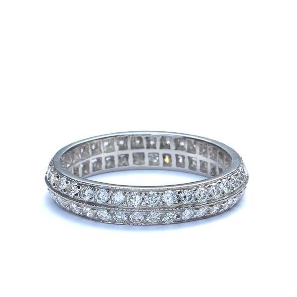 Replica 1930s double diamond row wedding band #L3331 PLAT - Leigh Jay & Co.