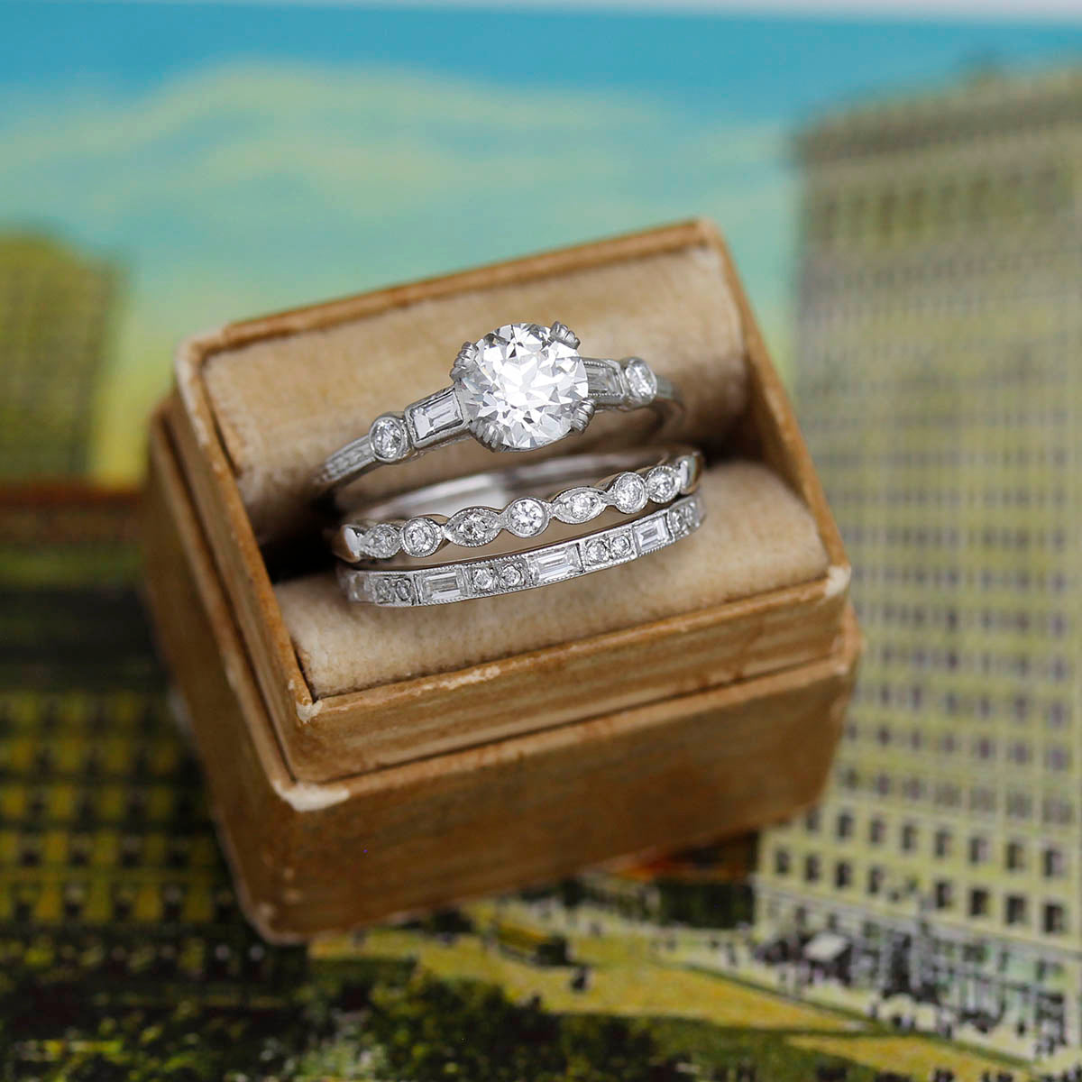 Replica Art Deco Engagement Ring #3050-8 Default Title