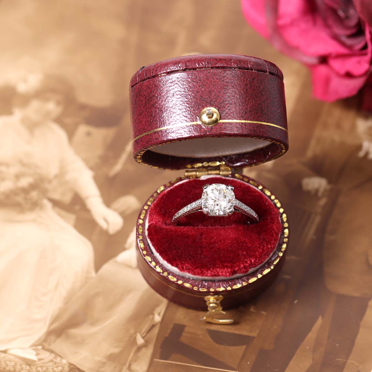 Replica Art Deco Engagement Ring with Vintage Diamond #3299-3 Default Title