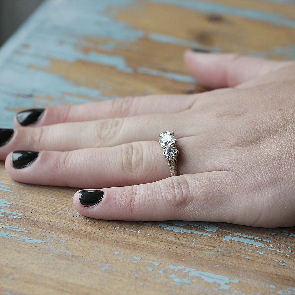 Replica Art Deco Three Stone Ring #3133-1 - Leigh Jay & Co