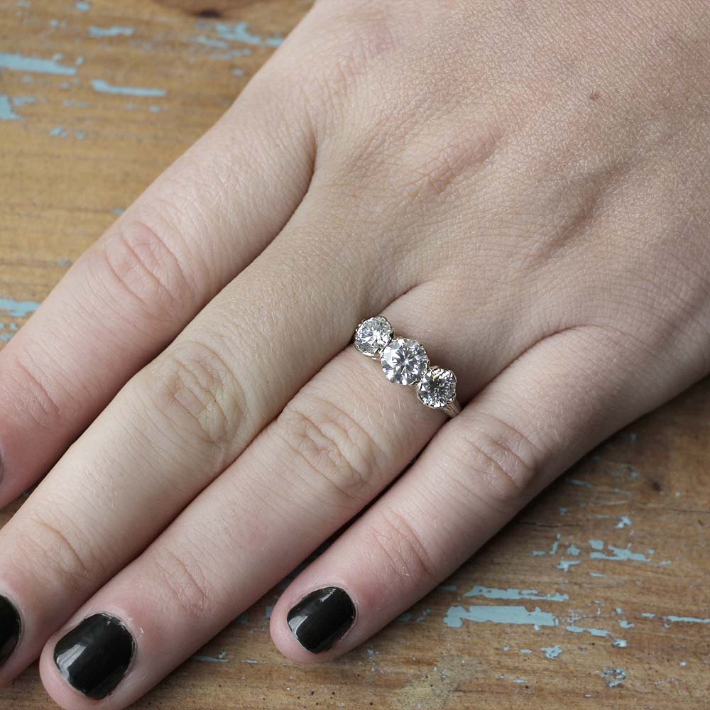 Replica Art Deco Three Stone Ring #3133-1 - Leigh Jay & Co