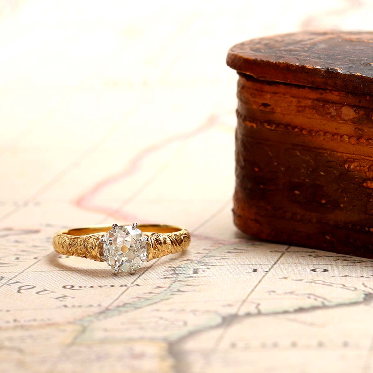 Replica Art Nouveau Engagement Ring with Old Mine Diamonds #2506-1 Default Title