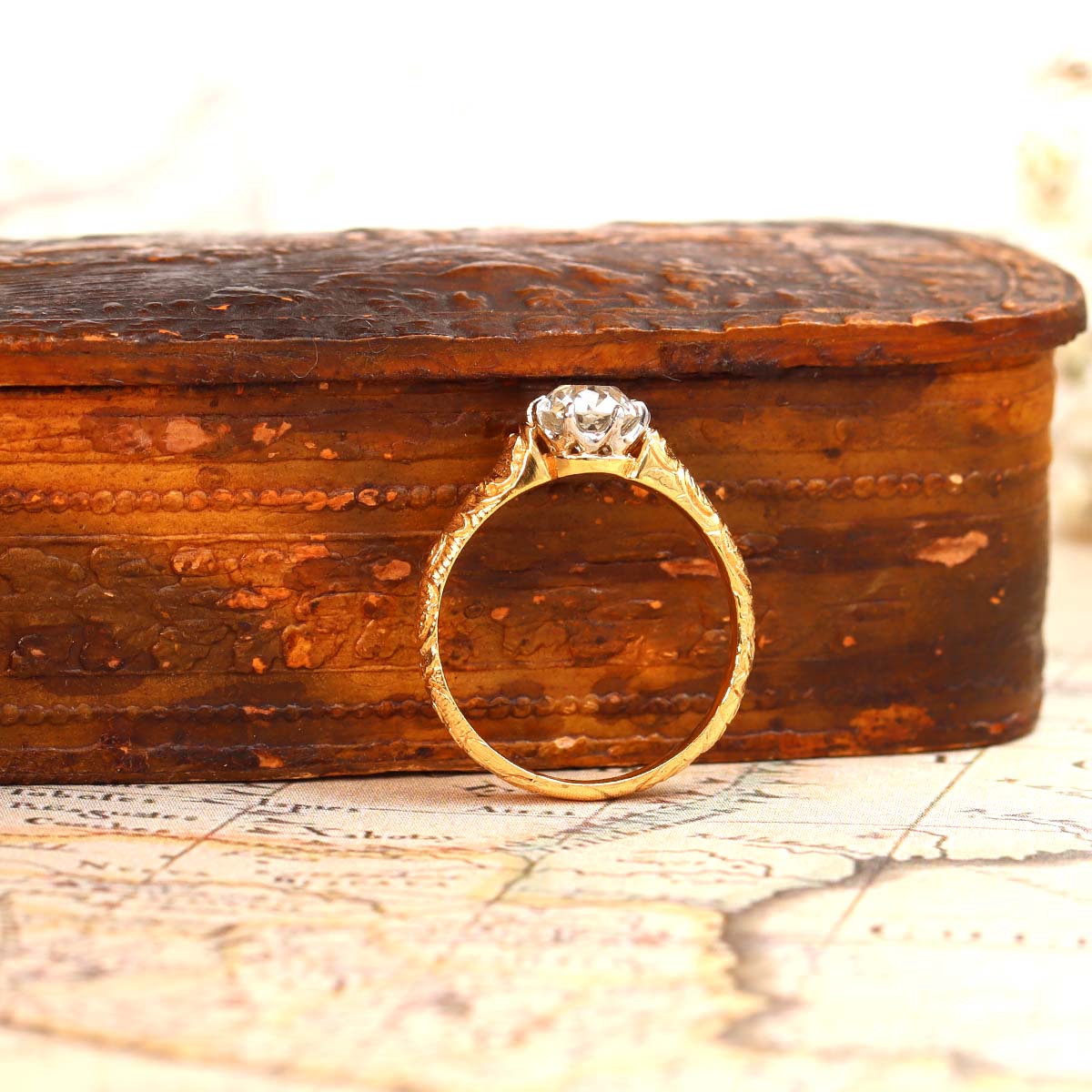 Replica Art Nouveau Engagement Ring with Old Mine Diamonds #2506-1 Default Title