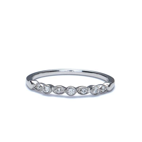 Reproduction Art Déco Diamond Wedding Band #L3121WBW14 - 14k White Gold - Wedding Bands