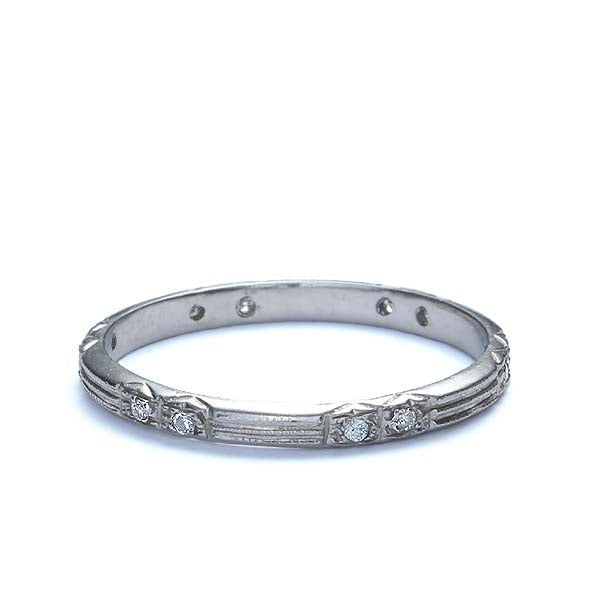Replica Art Déco Wedding Band #L2243WB - 14k White Gold / 4 - Wedding Bands