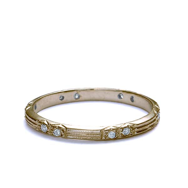 Replica Art Déco Wedding Band #L2243WB - 14k Yellow Gold / 4 - Wedding Bands