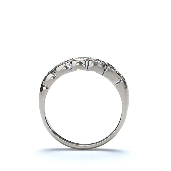 Retro 14k White Gold Wedding Band #VR503-08 - Wedding Bands