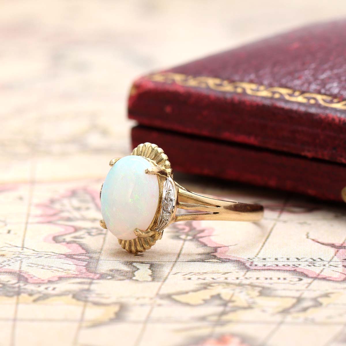 Retro 14k Yellow Gold Opal Ring #VR231203 - Rings