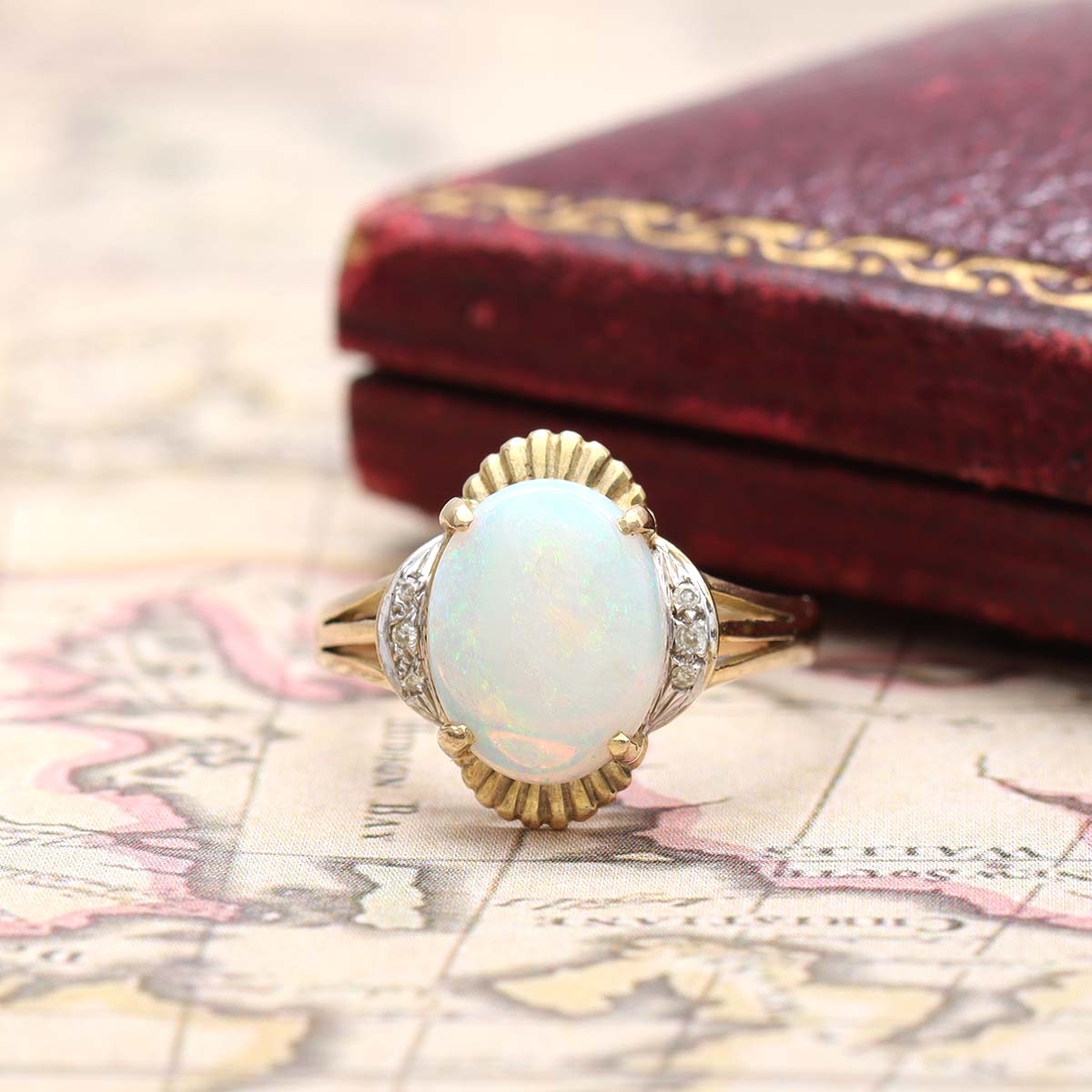 Retro 14k Yellow Gold Opal Ring #VR231203 - Rings