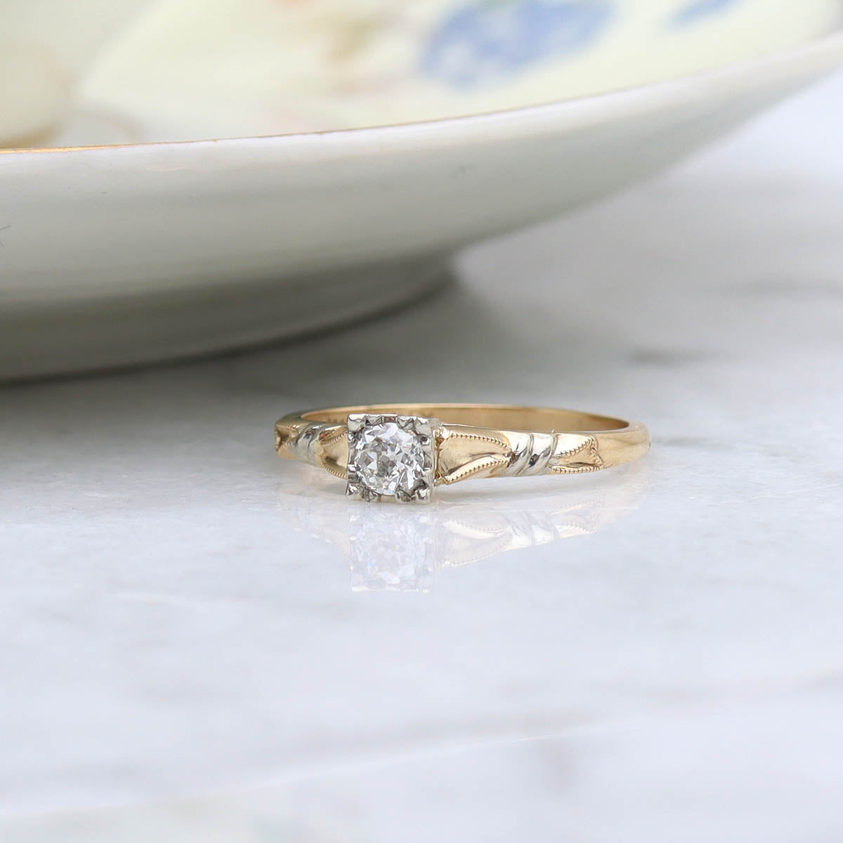 Retro 1940s Engagement Ring #VR241007-2 - Engagement Rings