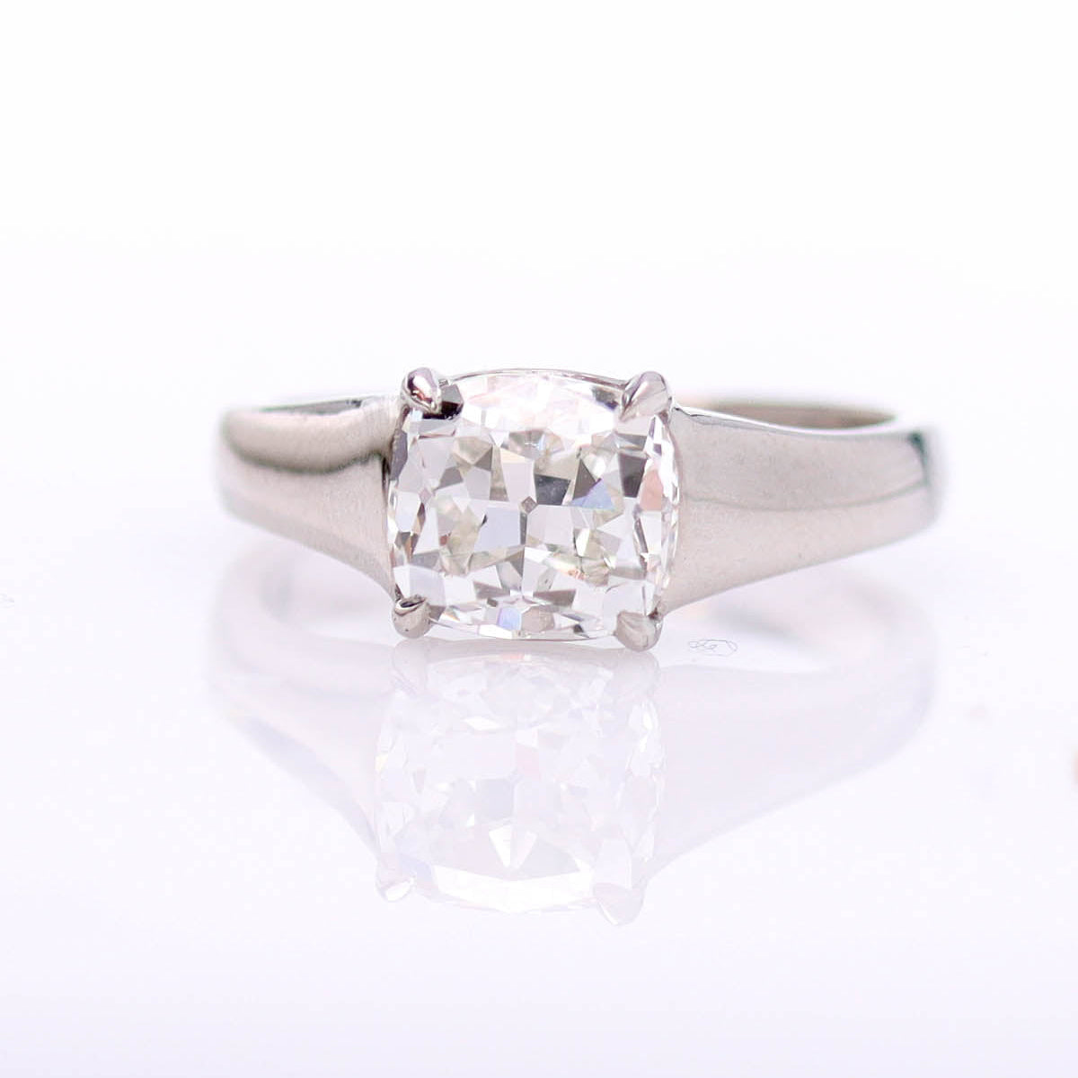 Retro Cushion Cut Platinum Engagement Ring #VR250224 - Engagement Rings