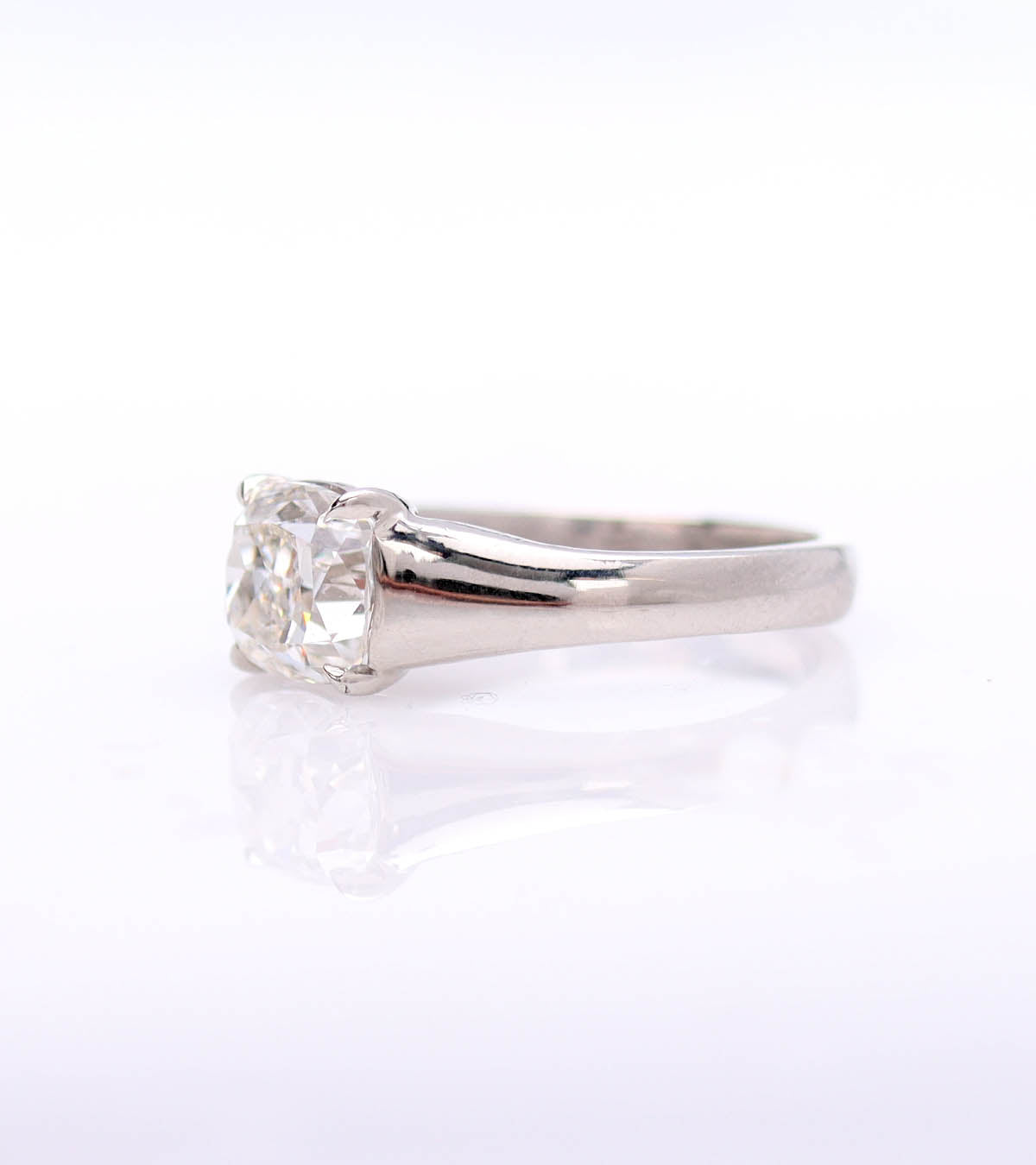 Retro Cushion Cut Platinum Engagement Ring #VR250224 - Engagement Rings