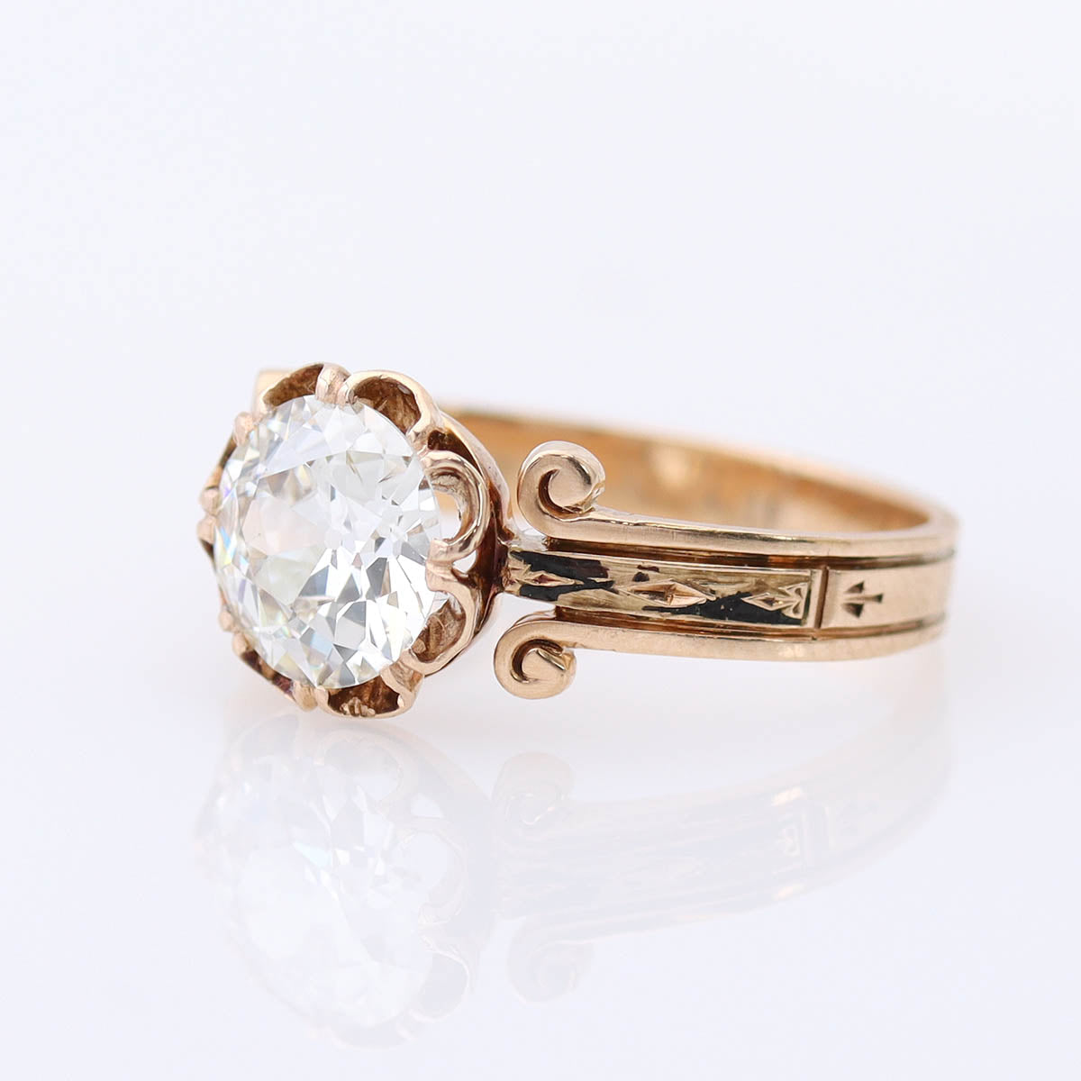 Rose Gold Victorian Antique Engagement Ring #VR250725 - Engagement Rings