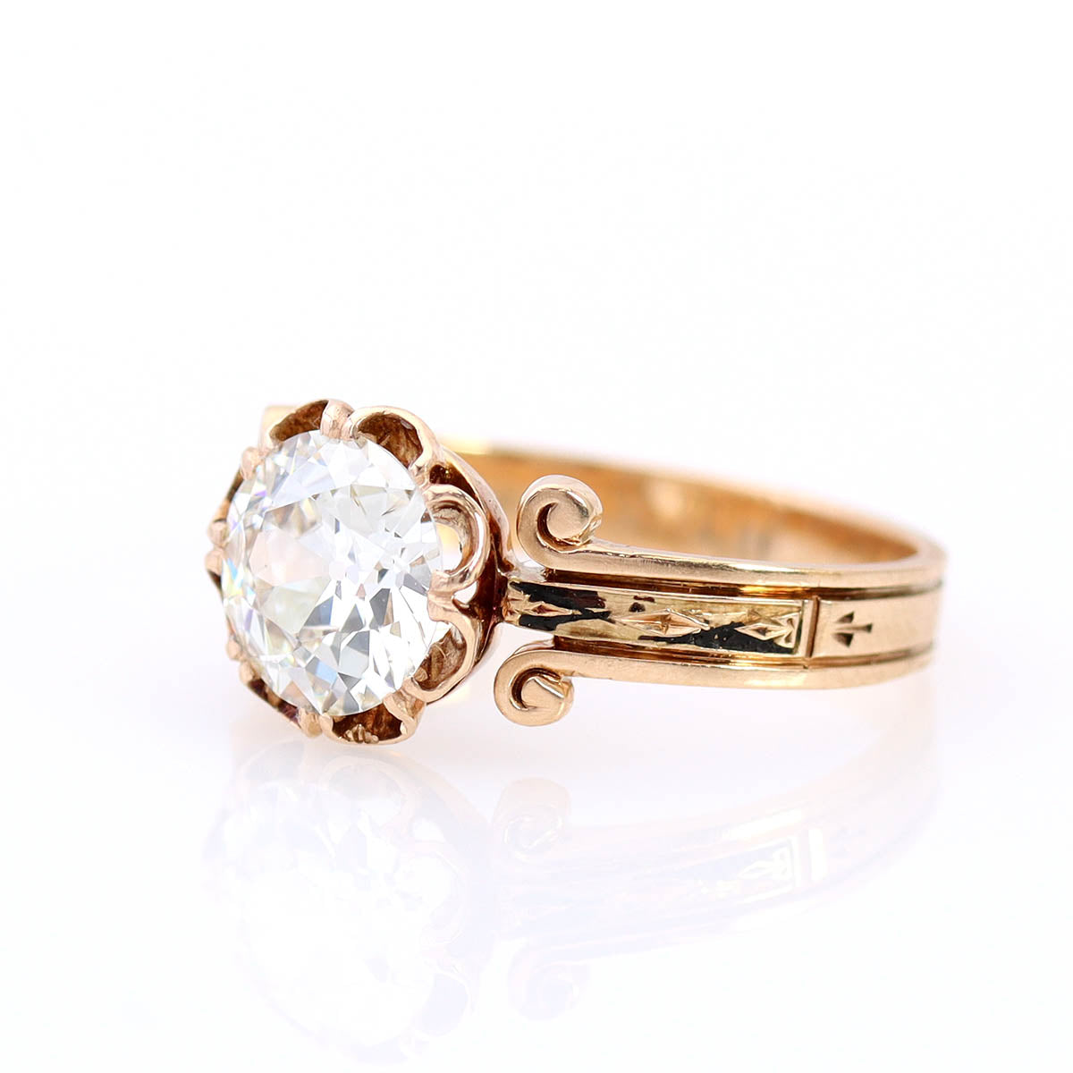 Rose Gold Victorian Antique Engagement Ring #VR250725 - Engagement Rings