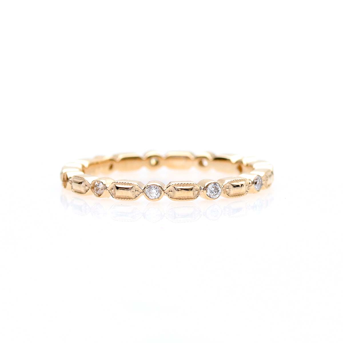Round and Baguette Eternity Wedding Band #L3460 - 14k Yellow Gold / 5.5 - Wedding Bands